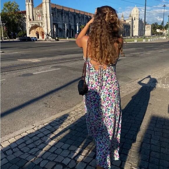 ZARA FLORAL PRINTED MIDI DRESS - Picture 4 of 13